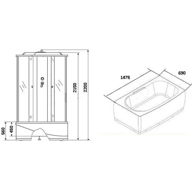 Душевая кабина Niagara Ultra 150x70 NG-5150-01 с гидромассажем схема 5