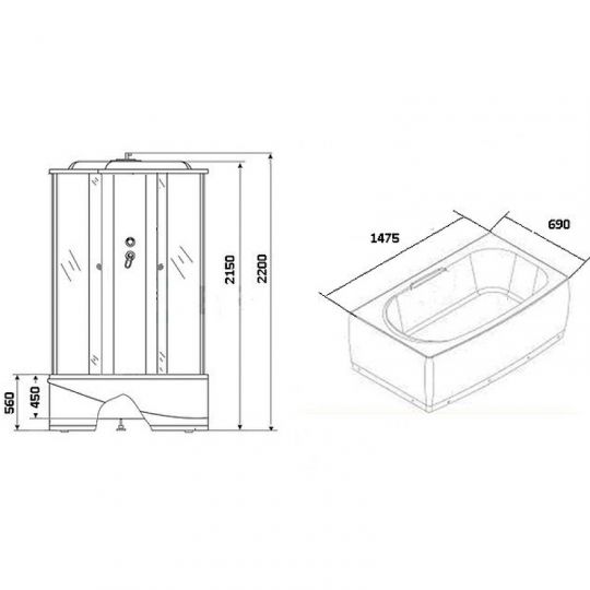 Душевая кабина Niagara Ultra 150x70 NG-5150-01 с гидромассажем ФОТО