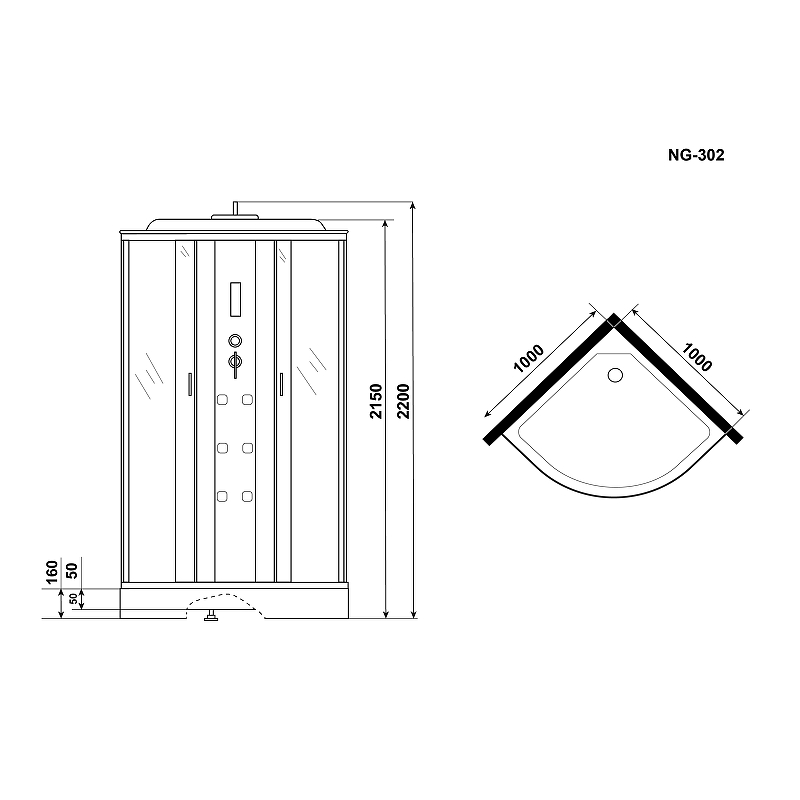 Душевая кабина Niagara Ultra 100x100 NG-302-01 с гидромассажем схема 13