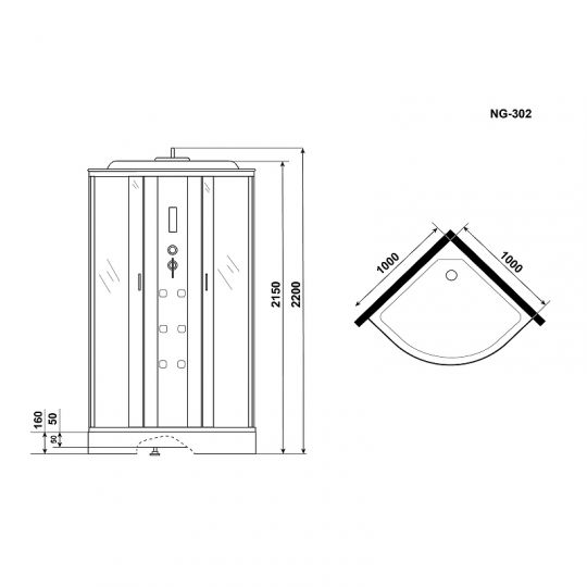 Душевая кабина Niagara Ultra 100x100 NG-302-01 с гидромассажем схема 13