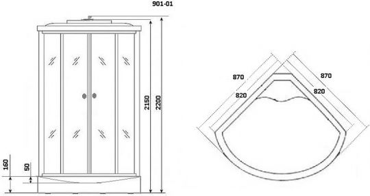 Душевая кабина Niagara Ultra 90x90 NG-901-01 с гидромассажем схема 10