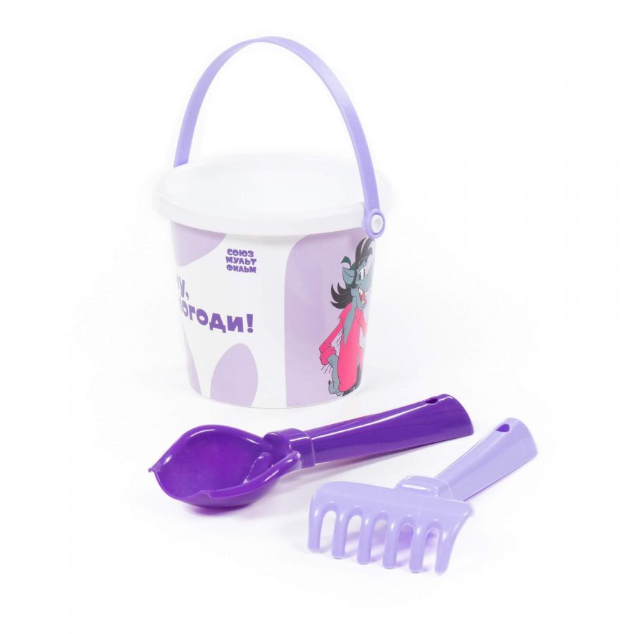 Набор "Ну, погоди!" №1: ведро малое с наклейкой, совок №2, грабельки №2