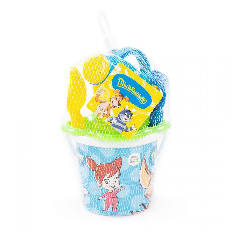 Набор "Простоквашино" №2: ведро малое с наклейкой, ситечко-цветок, совок №2, грабельки №2, лейка малая №3