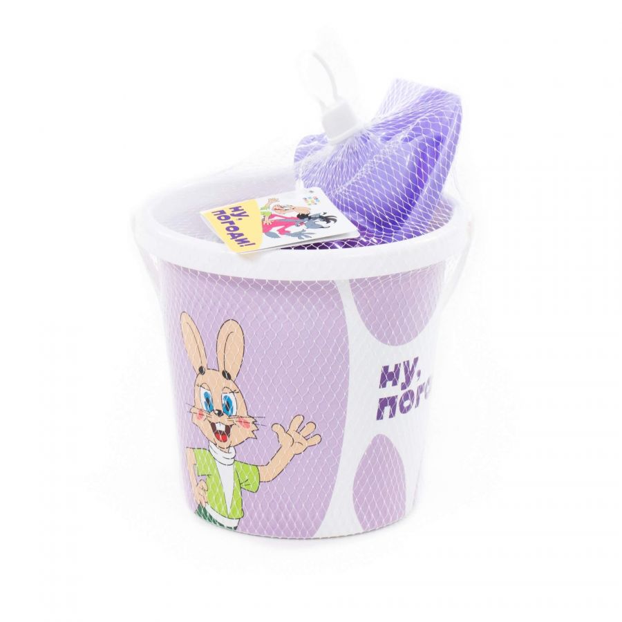 Набор "Ну, погоди!" №5: ведро с наклейкой, лопатка №5, грабельки №5, формочка (малина), лейка малая №4