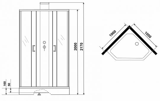 Душевая кабина Grossman Elegans 100x100 GR250D без гидромассажа ФОТО