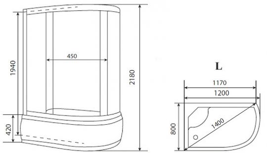 Душевая кабина Timo Eco 120х80 TE-0720P без гидромассажа схема 3