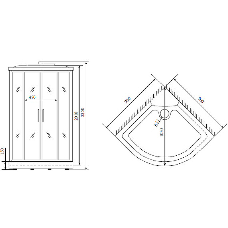 Душевая кабина Timo Standart 90x90 T-6609 S F без гидромассажа схема 2