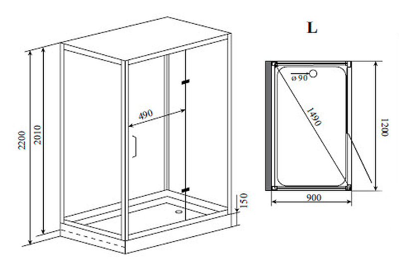 Душевая кабина для квартиры Timo Premium 120x90 H-511 с баней с гидромассажем схема 4