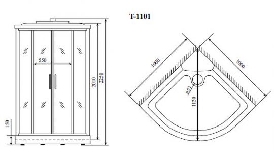 Душевая кабина Timo Standart 100x100 T-1101 схема 13