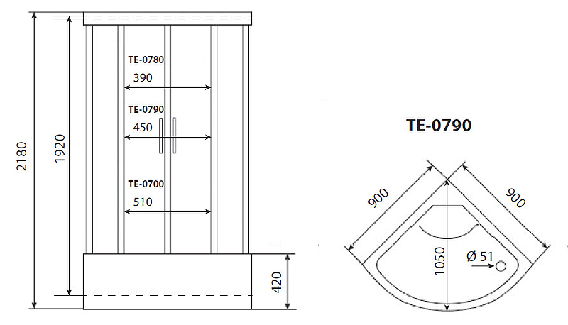 Душевая кабина Timo Eco 90x90 TE-0790 схема 12