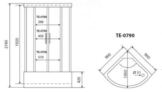 Душевая кабина Timo Eco 90x90 TE-0790 схема 12