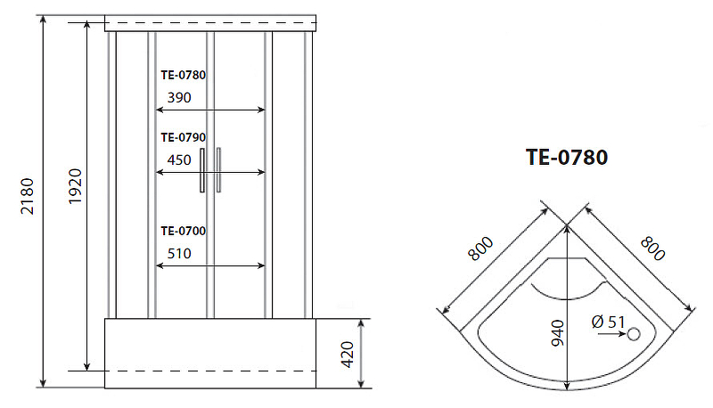 Душевая кабина Timo Eco 80x80 TE-0780 схема 12