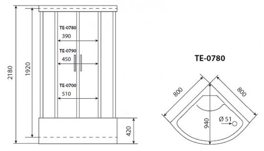 Душевая кабина Timo Eco 80x80 TE-0780 схема 12