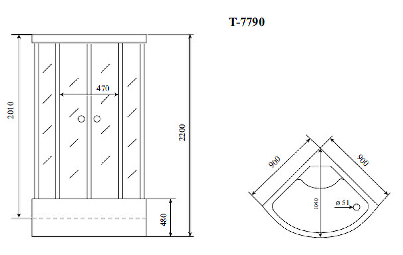 Душевая кабина Timo Lux 90x90 T-7790 с гидромассажем схема 13