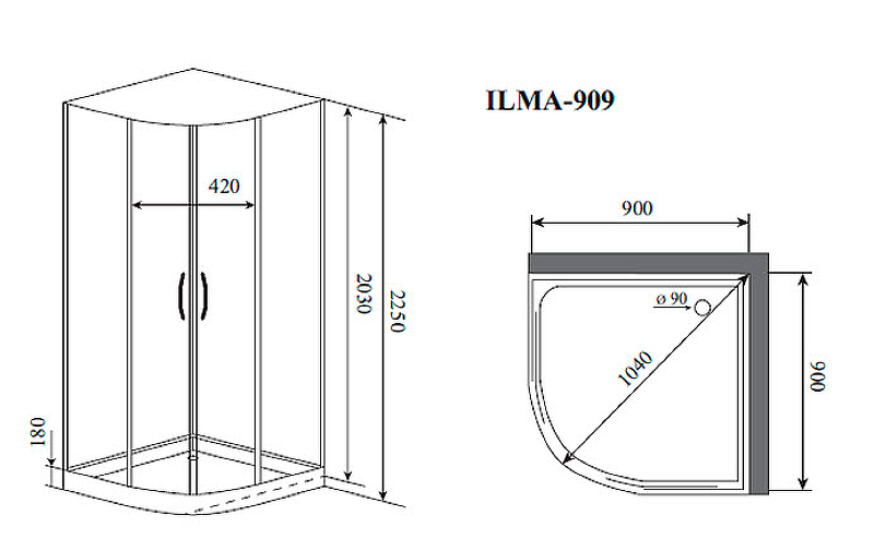 Душевая кабина Timo Premium 90x90 ILMA909 без гидромассажа схема 39