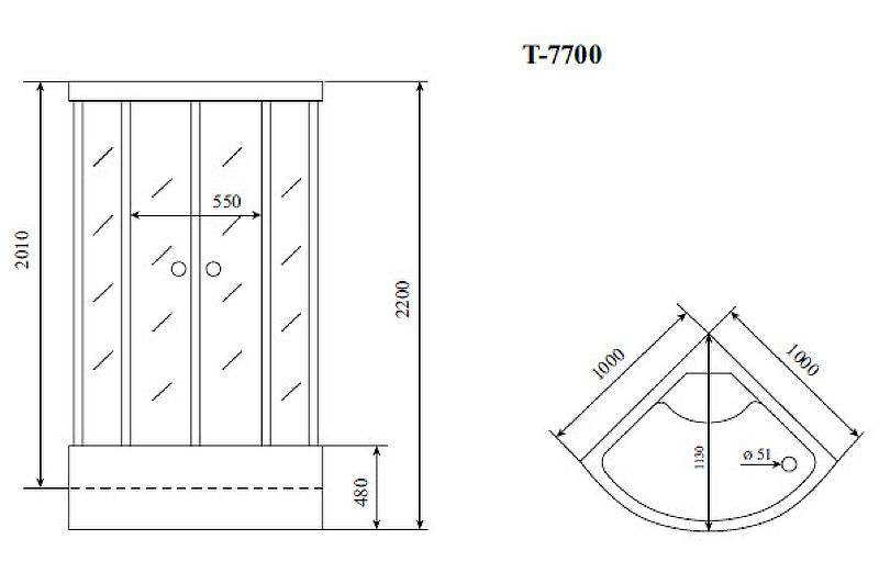 Душевая кабина Timo Lux 100x100 T-7700 с гидромассажем схема 11