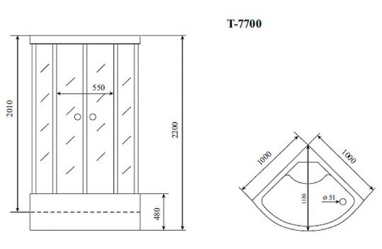 Душевая кабина Timo Lux 100x100 T-7700 с гидромассажем схема 11