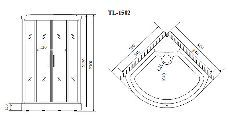 Душевая кабина Timo Lux 90x90 TL-1502 с гидромассажем ФОТО