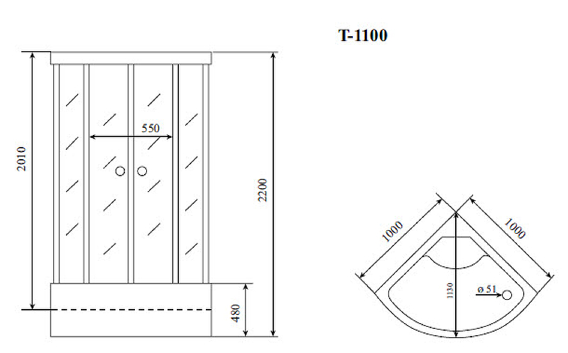 Душевая кабина Timo Comfort 100x100 T-8800C с гидромассажем схема 7