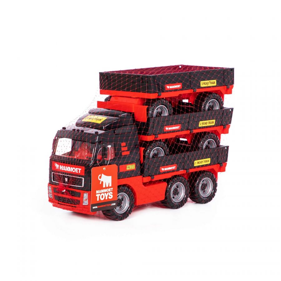 "MAMMOET", автомобиль бортовой с двумя прицепами (в сеточке)