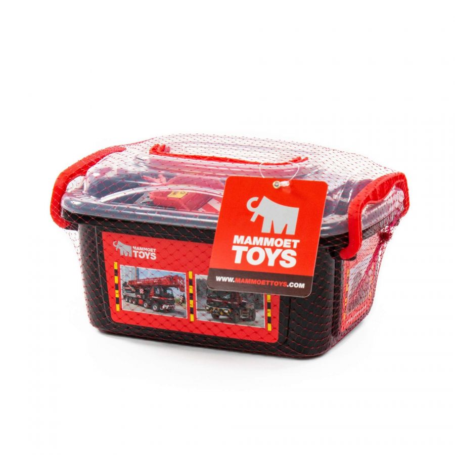 215-01 "MAMMOET", автомобиль-самосвал + автомобиль-эвакуатор + конструктор (10 элементов) (в контейнере)