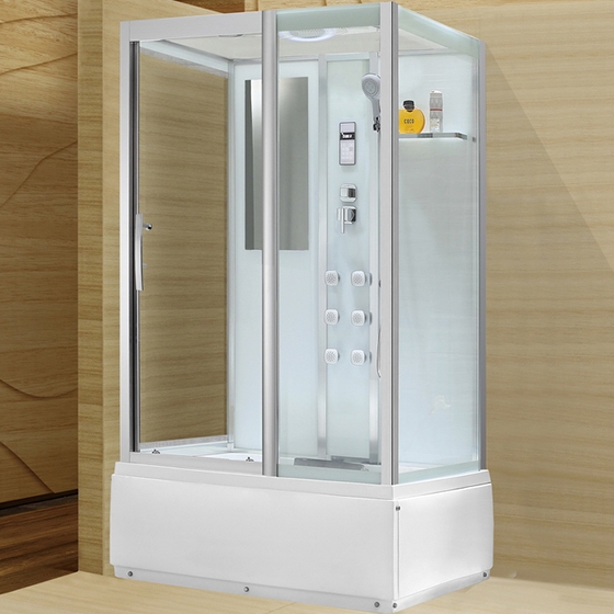 Изображение Душевая кабина Black&White Galaxy 5508120 с гидромассажем профиль Серебристый хром задняя стенка Белая