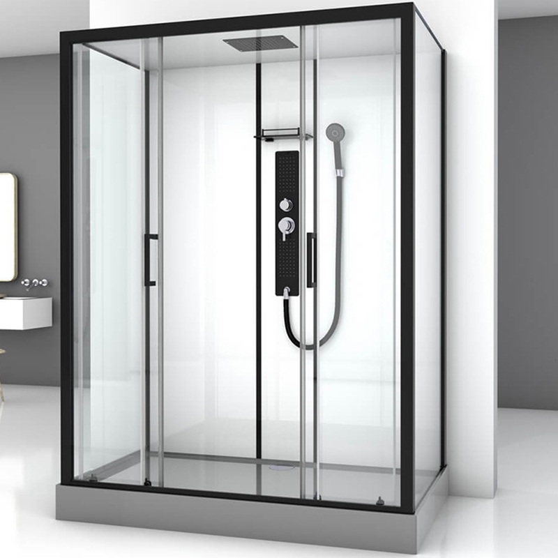 Изображение Душевая кабина Black&White Galaxy 8010000 с гидромассажем профиль Черный задняя стенка Белая