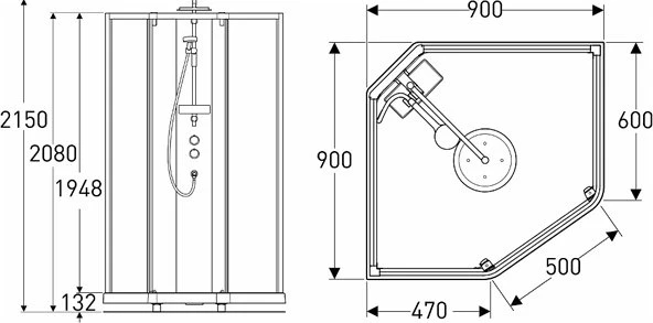 Душевая кабина IDO Showerama 10-5 Comfort 90x90 131.401.201.301 схема 5