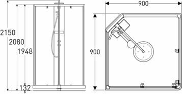 Душевая кабина 90x90 IDO Showerama 10-5 Comfort 558.210.302 схема 11