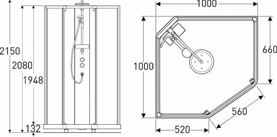 Душевая кабина 100x100 IDO Showerama 10-5 Comfort 558.208.316 схема 9