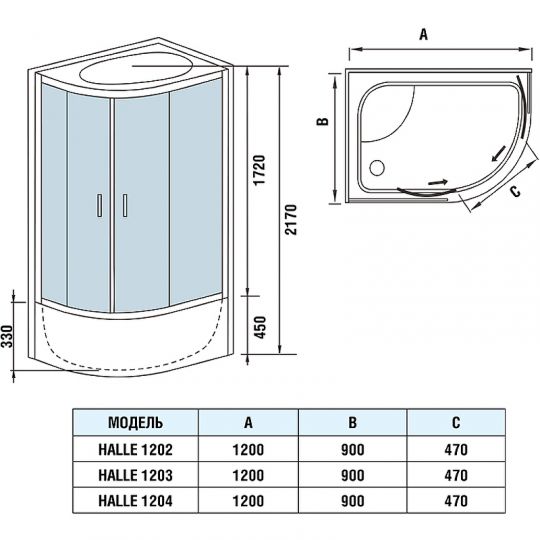 Душевая кабина WeltWasser WW500 Halle 1202 120x90 R 10000003313 без гидромассажа ФОТО