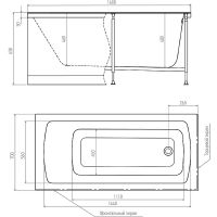 Акриловая ванна Timo Ritta 160x70 RITTA1670 без гидромассажа схема 3