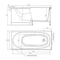 Акриловая ванна Timo Kilo 150x70 KILO1570 без гидромассажа схема 3