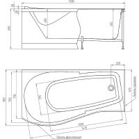 Акриловая ванна Timo Vino 150x90 L VINO1590L без гидромассажа схема 3