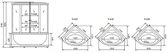 Душевой бокс Timo Standart 135x135 T-1135 с гидромассажем схема 11