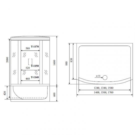 Душевой бокс Timo Standart 150x88 T-6650 S F без гидромассажа ФОТО