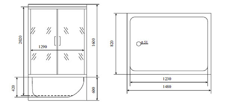 Душевой бокс Timo Lux 168x90 TL-1506 с гидромассажем схема 21