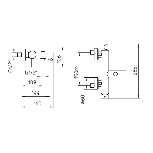 Черный матовый смеситель для ванны и душа Bossini Oki Z005101.073 схема 2