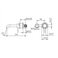 Смеситель для раковины Bossini Oki Z005302 схема 2