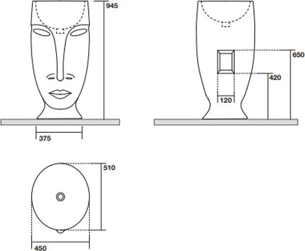 Раковина Kerasan Artwork Moloco 474060 45х51х94.5 см ФОТО