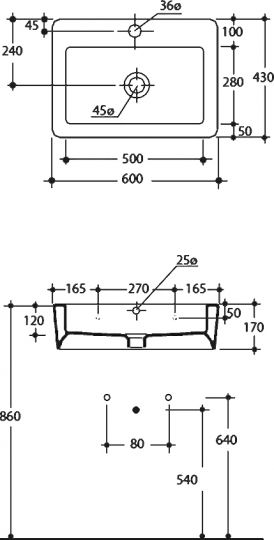 Раковина Kerasan Ego 3242 60 см схема 7