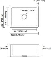 Кухонная мойка Kerasan Hannah Essex 541001 с фартуком, белый глянец схема 3