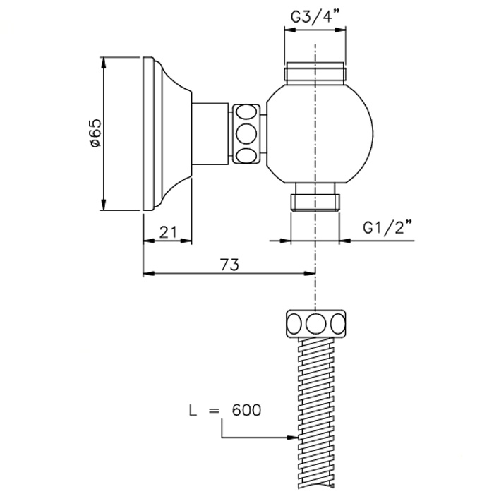 Nicolazzi Doccia 5609ACR Опора для душевой стойки с подключением к смесителю схема 2