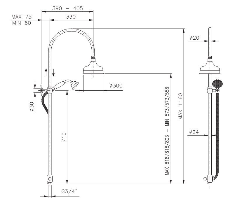 Душевая стойка Nicolazzi Doccia 5712WSBZ30 схема 2