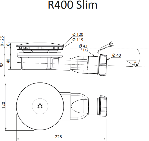 Сифон для душевого поддона Radaway № R400 схема 2