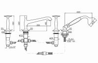 Смеситель Zucchetti Bellagio для ванны с ручками-вентилями ZB1441 схема 1