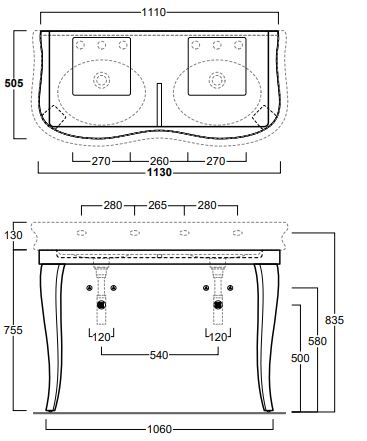 Консоль для раковины Simas Lante LAM120 схема 2