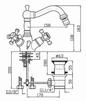 Смеситель Zucchetti Delf для биде Z46319 схема 1