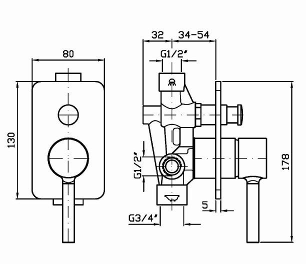 Смеситель Zucchetti Pan для ванны и душа ZP6121 схема 1