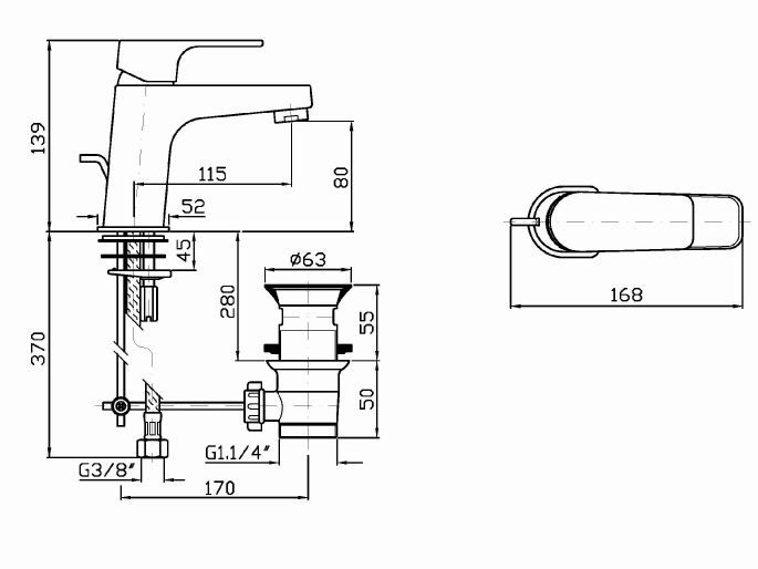 Смеситель Zucchetti Wind для раковины ZWN590 схема 1